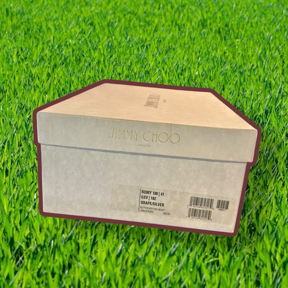 NWT Jimmy Choo ‘Romy 100’ Pumps in “Grape / Silver” Glitter Spotted Velvet Sz 41 - Picture 2 of 16